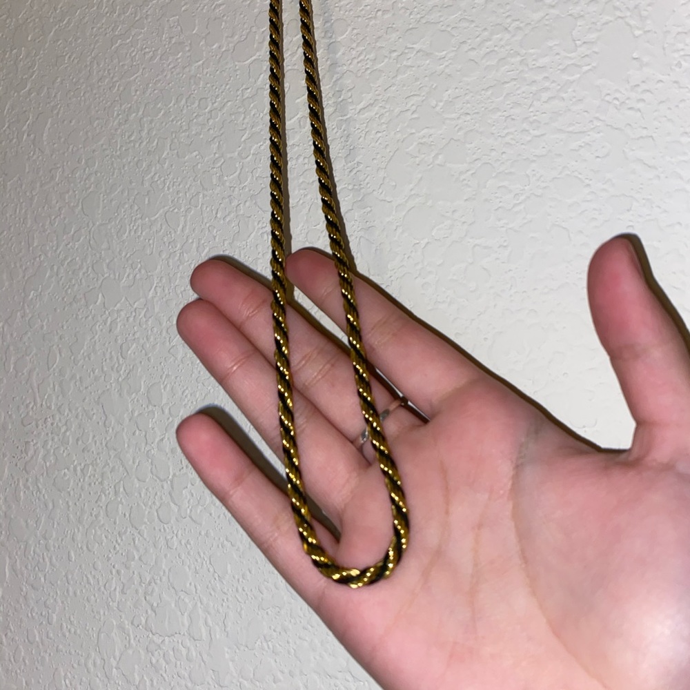 Gold and and black lace twisted necklace